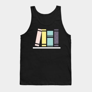 Pastel Book On Shelves Stack Of Pink, Yellow & Purple Books Tank Top